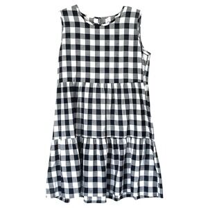 This and‎ That Gingham Tiered Babydoll Dress Size M Black White